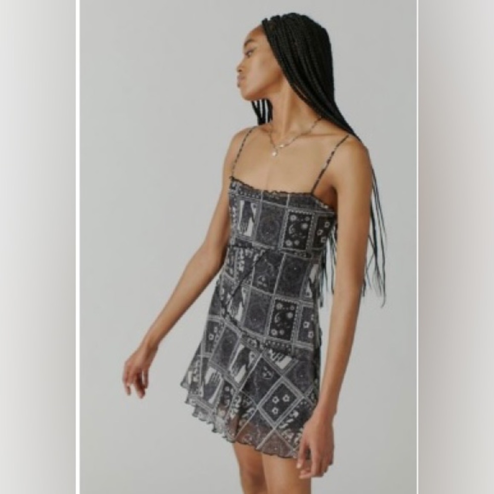 Urban Outfitters mesh mini slip dress. Mystic print